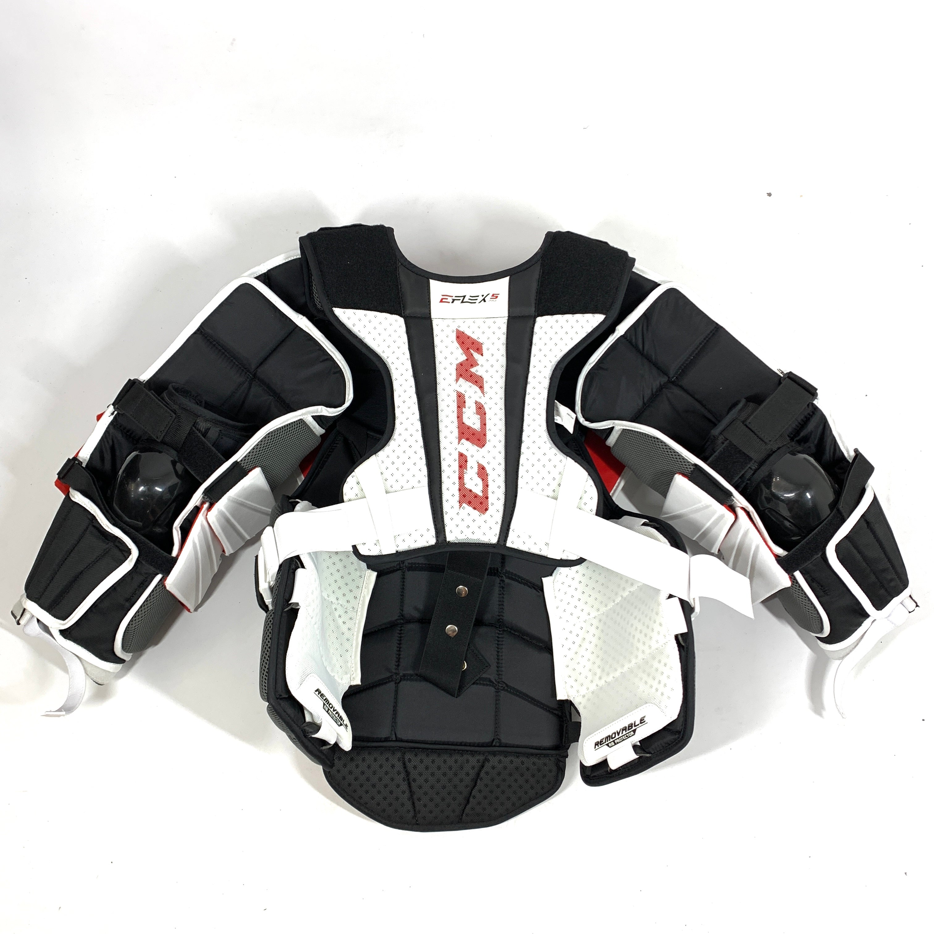 CCM Extreme Flex 5 Pro - Plastron de gardien de but Pro d'occasion (blanc/rouge)